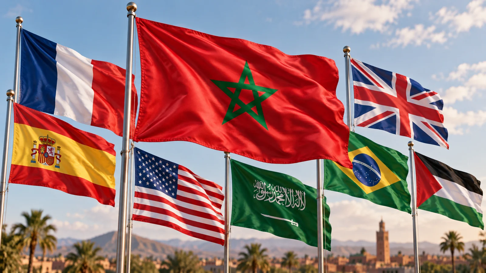 Drapeaux internationaux au Maroc